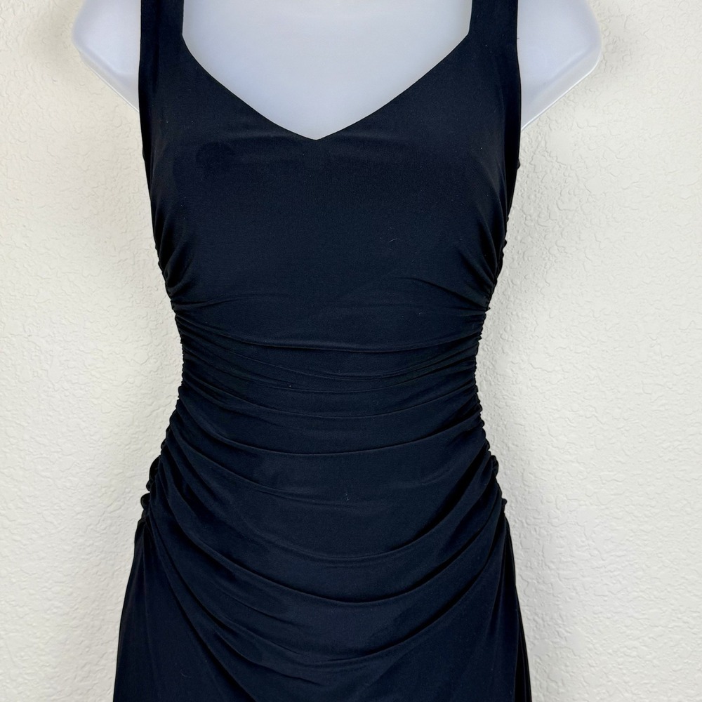 Vtg Laundry by Shelli Segal Long Black Evening Gown Sz 2 Sweetheart LBD‎ Formal